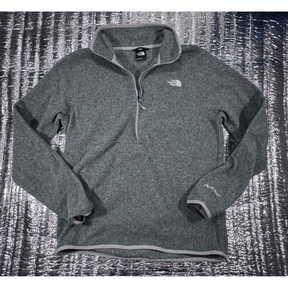 The North Face Polartec 1/4 Zip Fleece Mens Medium Gray Pullover Jacket
